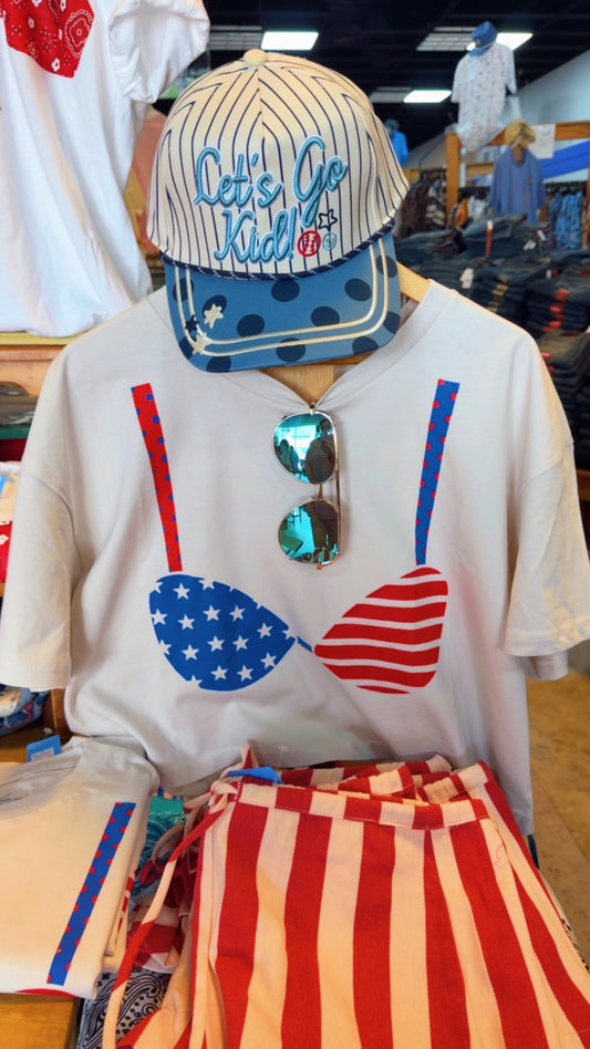 American flag bikini cropped tee