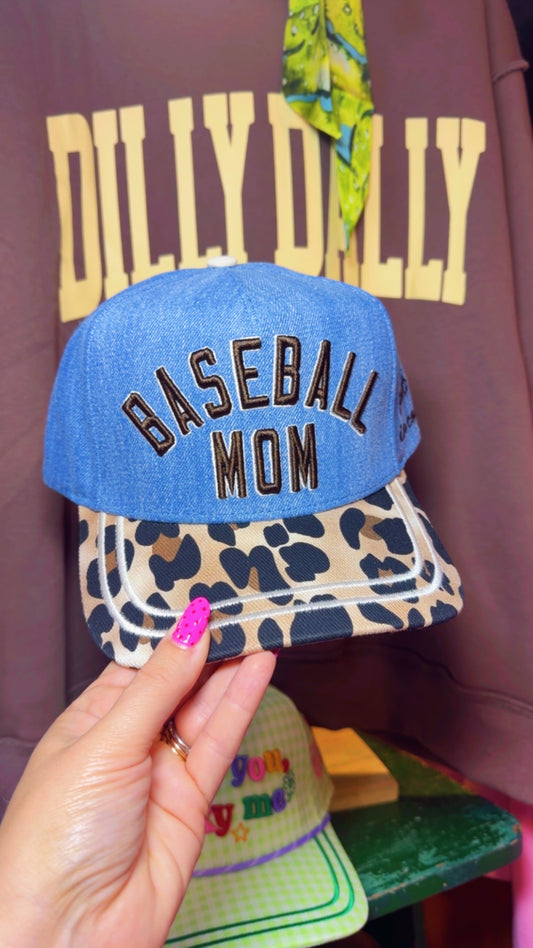 Baseball Mom Leopard Trucker Hat