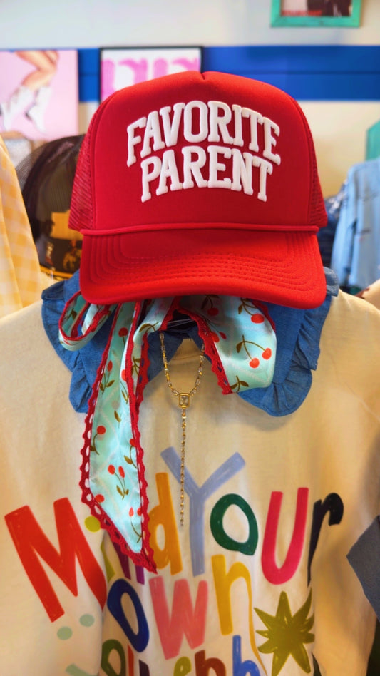 Favorite Parent Trucker Hat-Red