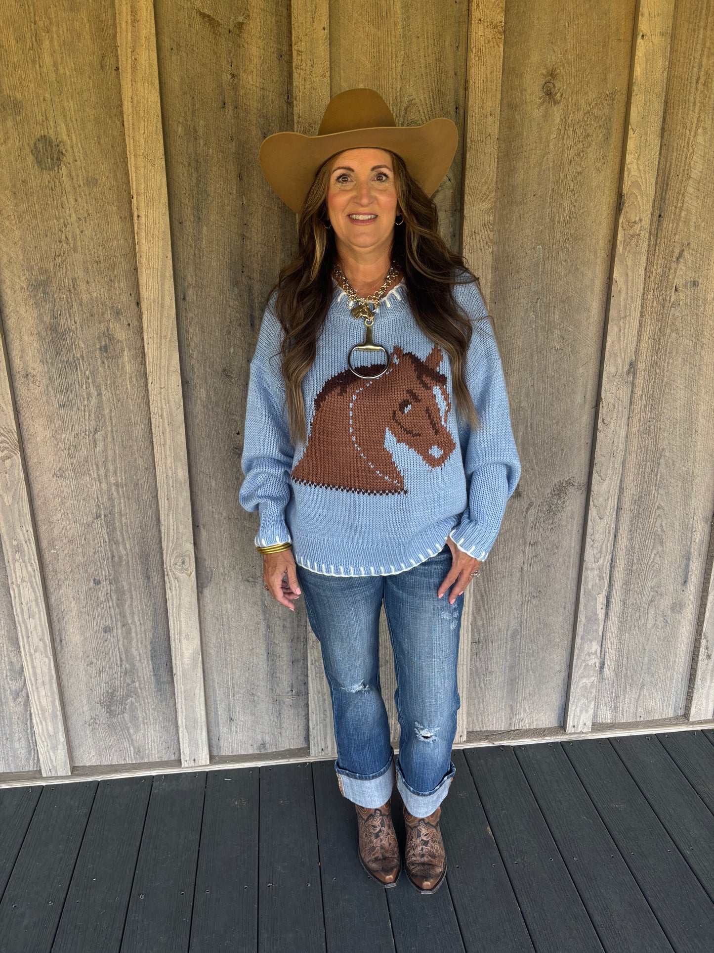 Baby Blue Horse Sweater