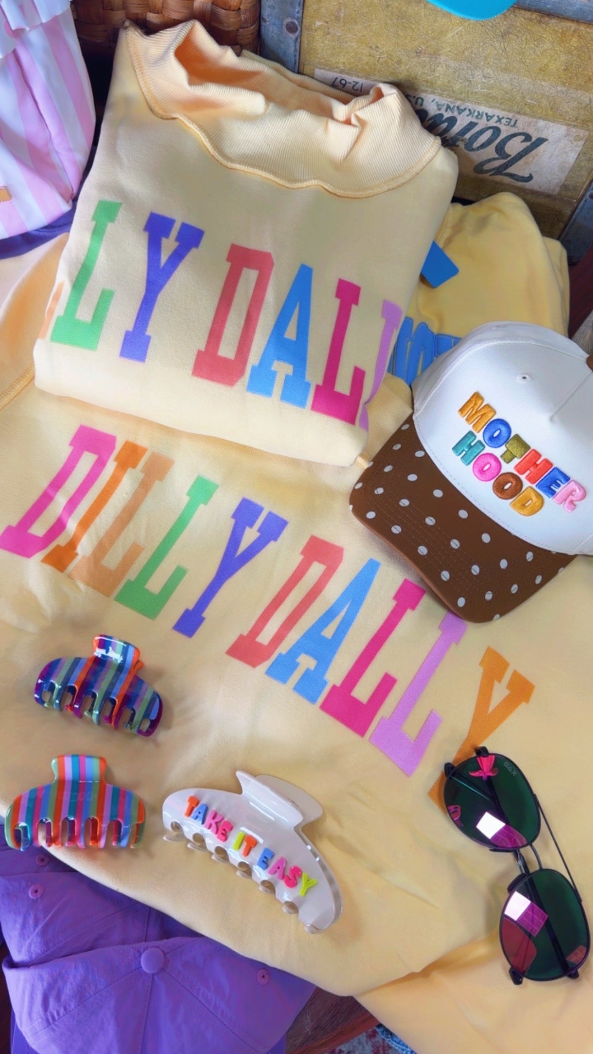 Dilly Dally Butter Yellow + Rainbow 😍🌈💛💚🩷🩵💜 Mockneck
