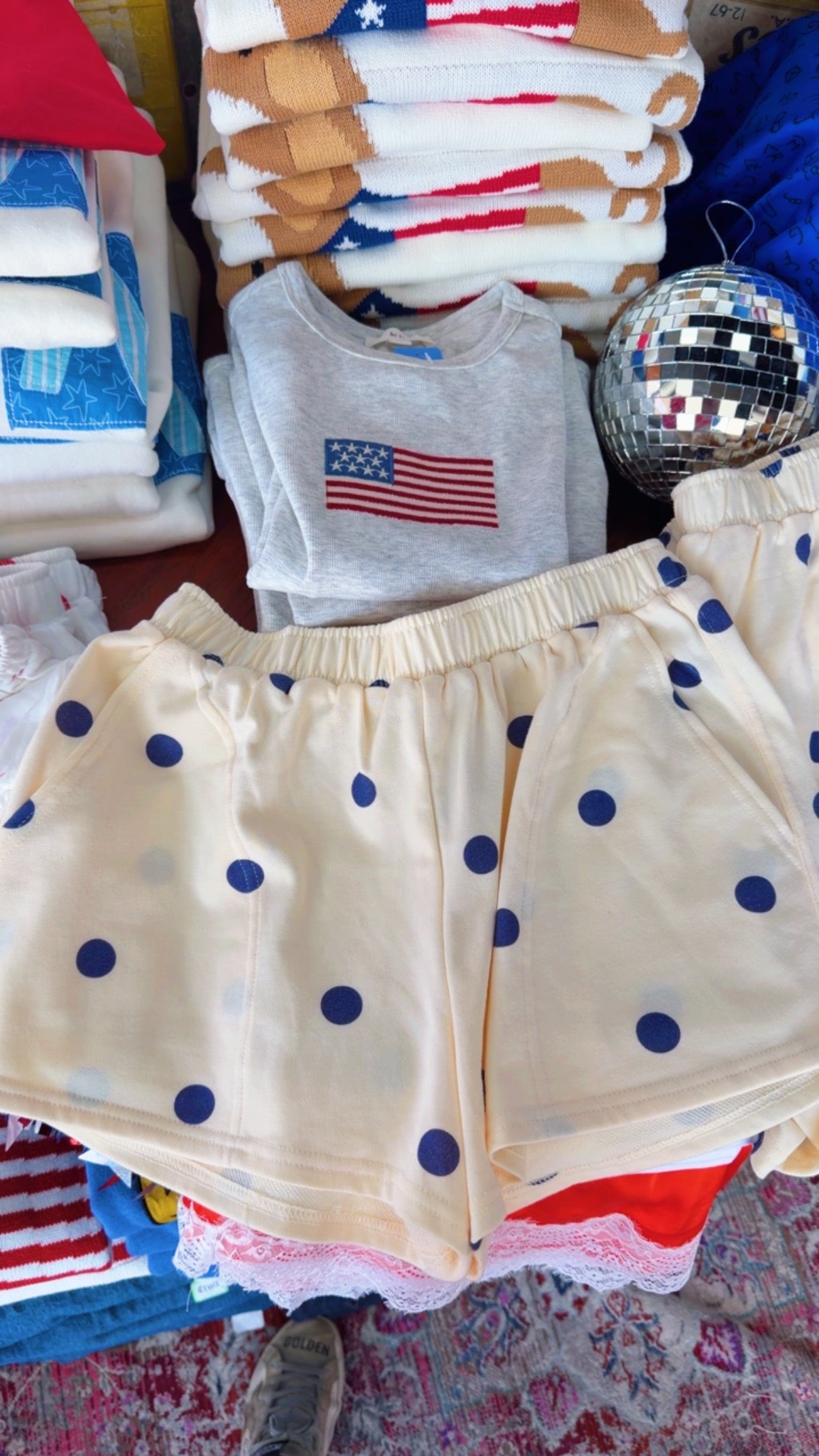 Blue and Cream Polka Dot Shorts