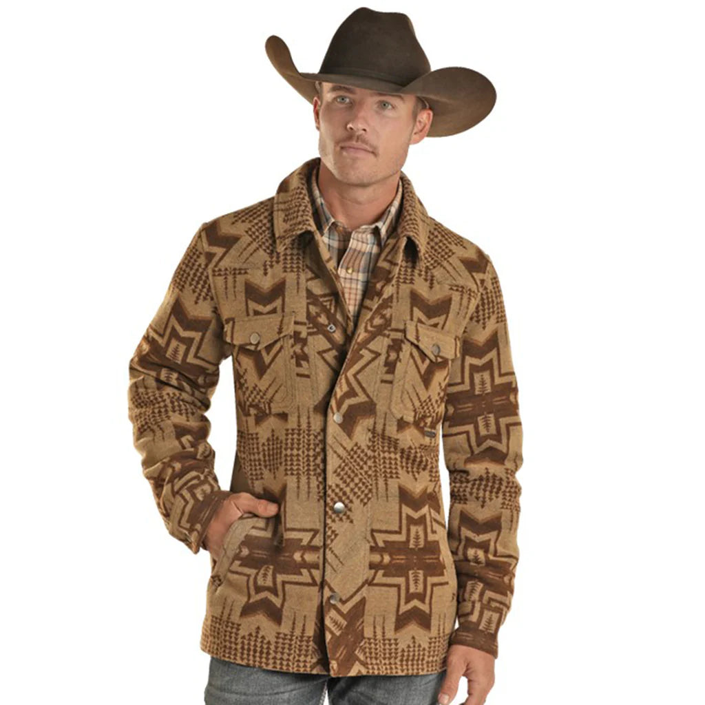 Men’s Powder River Tan and Brown Aztec Jacket DM92C01481