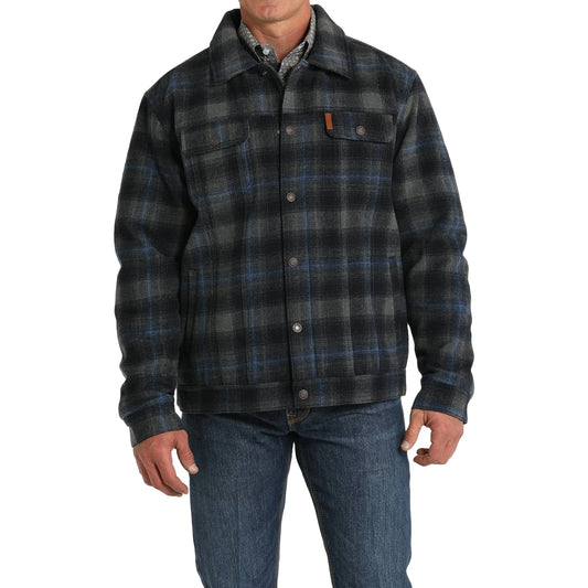 Cinch Men's Lined Navy & Grey Plaid Trucker Jacket MWJ1921001