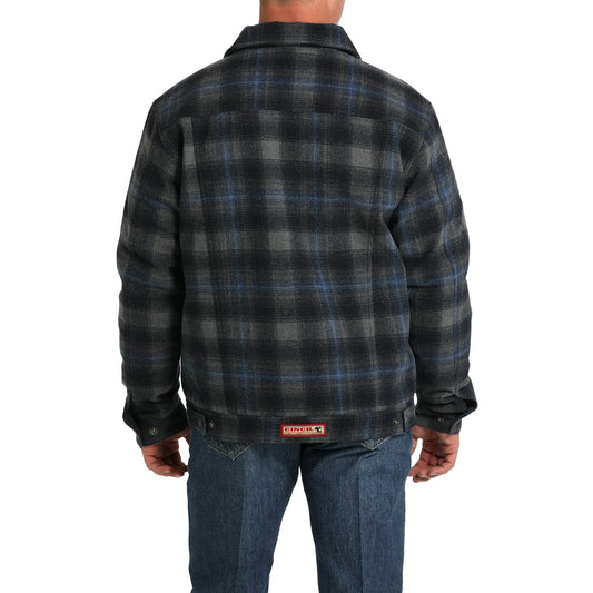 Cinch Men's Lined Navy & Grey Plaid Trucker Jacket MWJ1921001