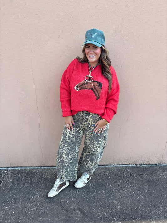 Leopard Barrel Jeans