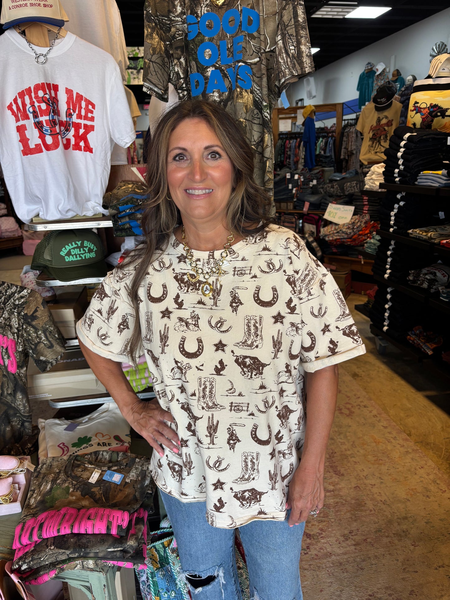Cream Western Top