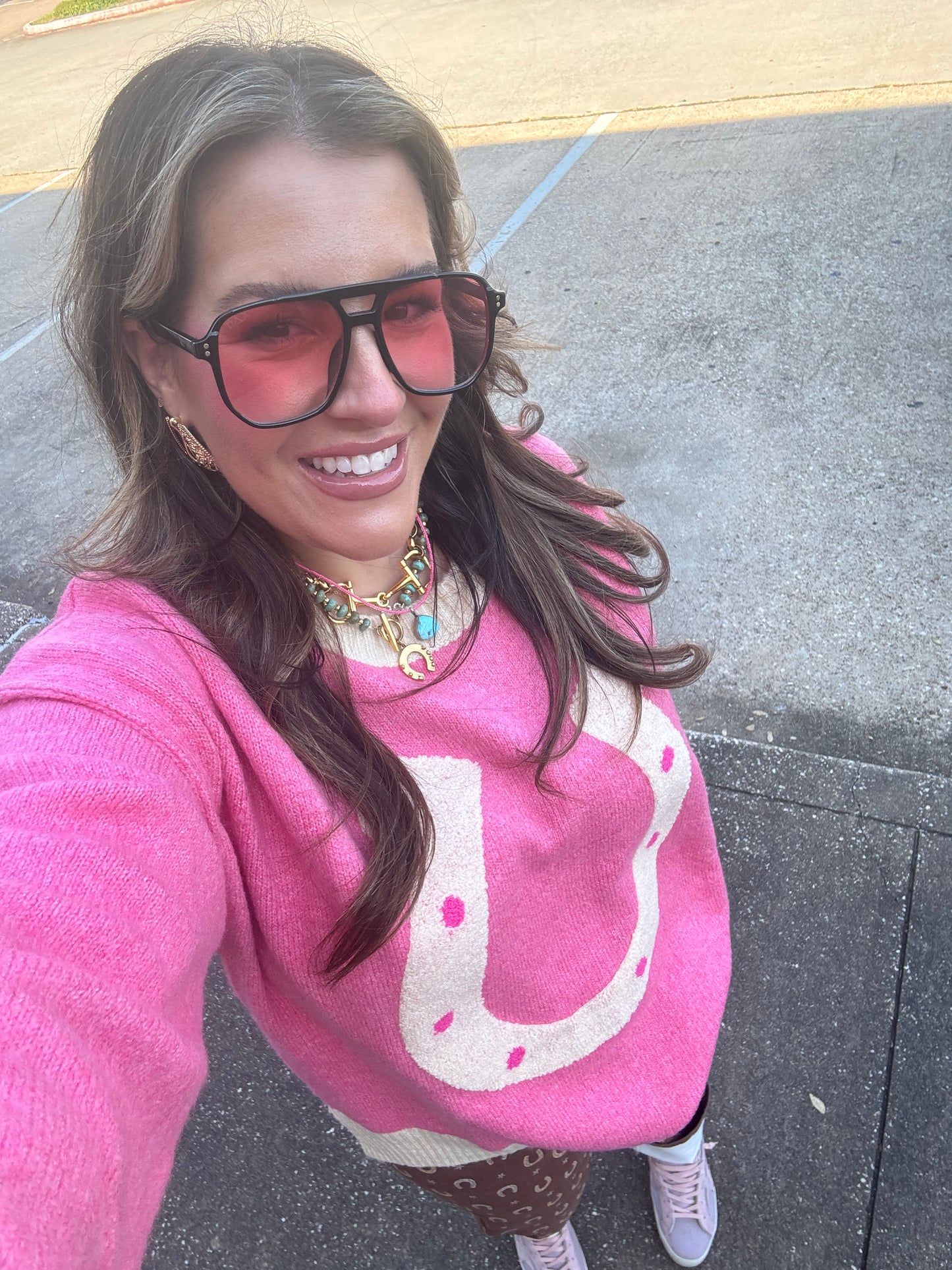 Pink Horseshoe Sweater