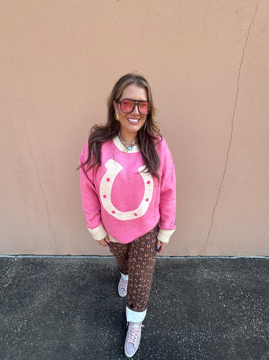 Pink Horseshoe Sweater