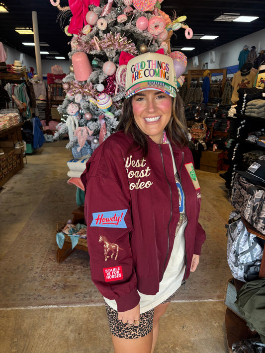 Rodeo Coast Bomber Jacket-MAROON