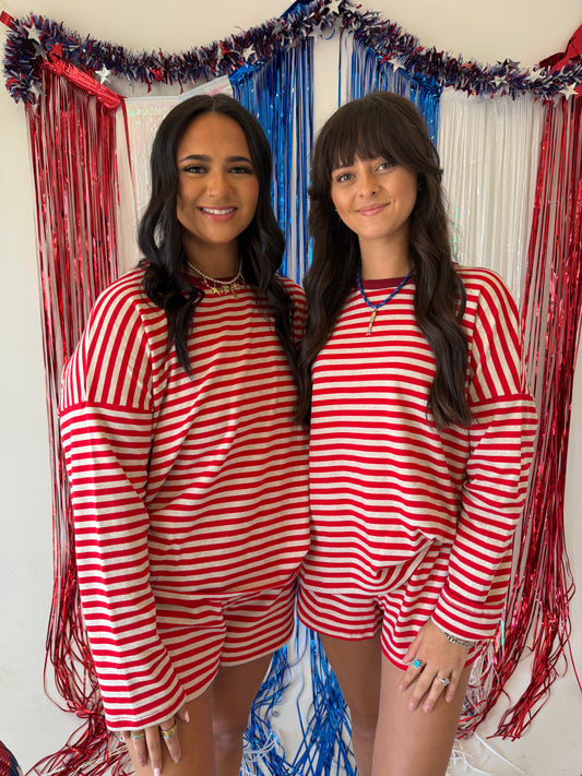 Red Daily Stripe Set