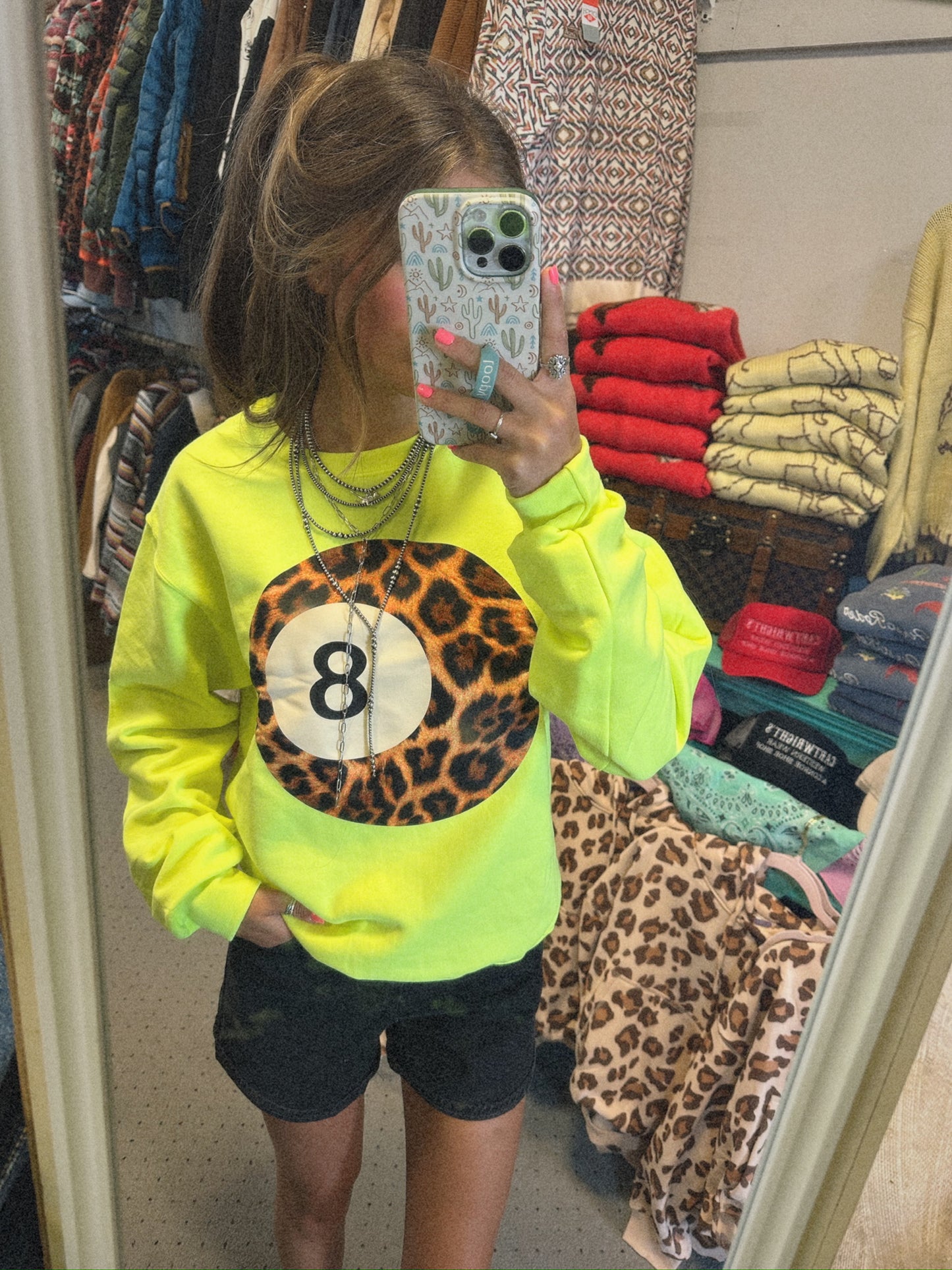 8 Ball Leopard/Neon Sweatshirt